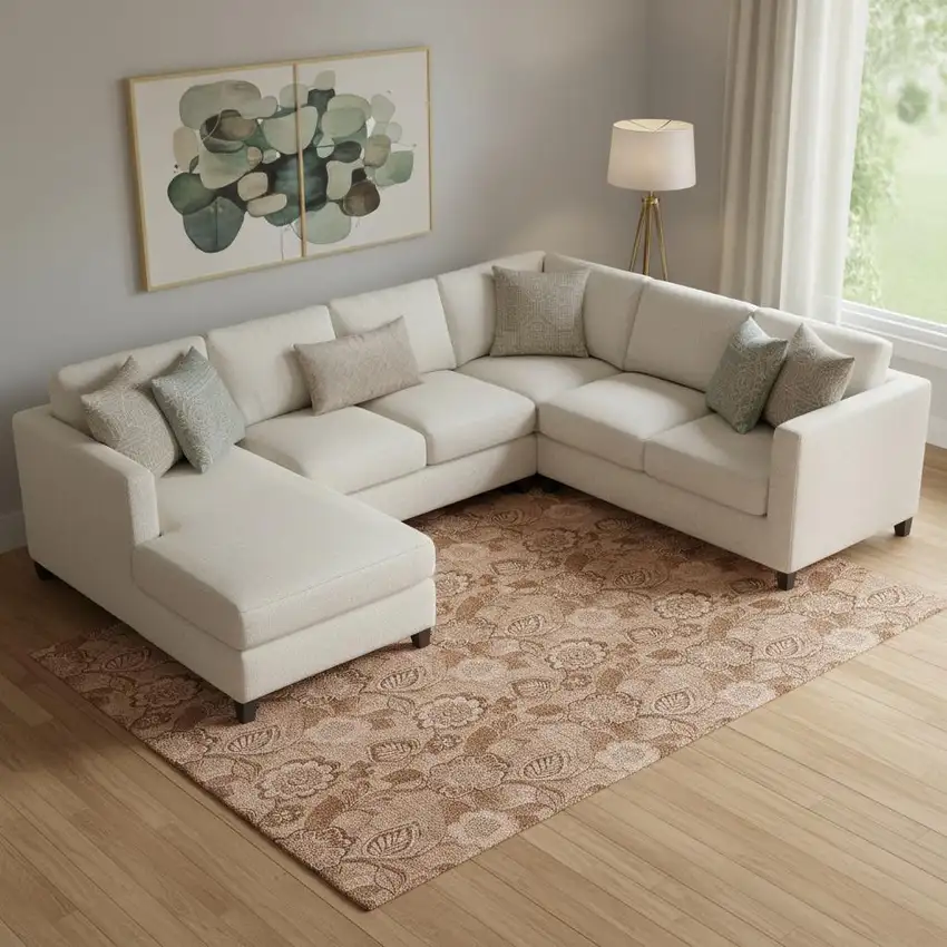 Terra Cotta And Copper Floral Washable Area Rug With UV Protection Photo 2