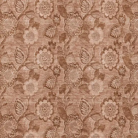 Terra Cotta And Copper Floral Washable Indoor Outdoor Area Rug Photo 4