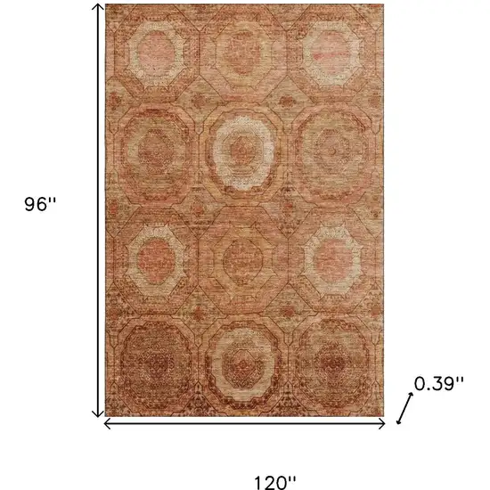 Terra Cotta And Copper Geometric Washable Area Rug With UV Protection Photo 9