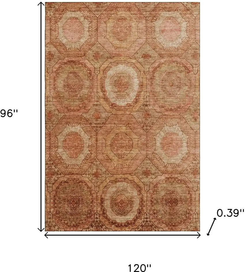 Terra Cotta And Copper Geometric Washable Area Rug With UV Protection Photo 9