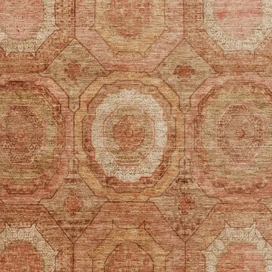 Terra Cotta And Copper Geometric Washable Area Rug With UV Protection Photo 3