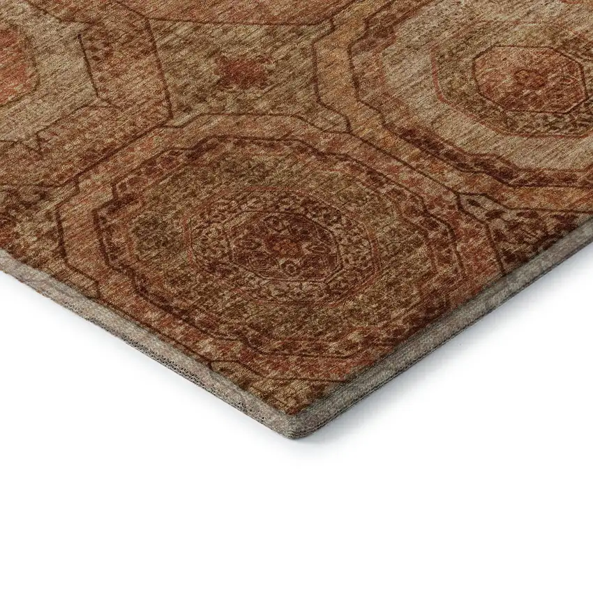 Terra Cotta And Copper Geometric Washable Area Rug With UV Protection Photo 7