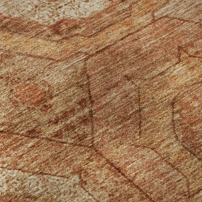 Terra Cotta And Copper Geometric Washable Area Rug With UV Protection Photo 8