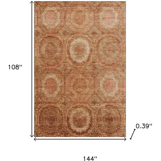 Terra Cotta And Copper Geometric Washable Area Rug With UV Protection Photo 9