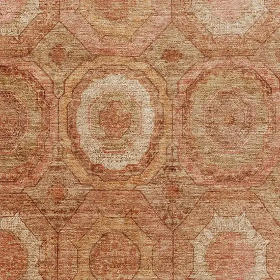 Terra Cotta And Copper Geometric Washable Area Rug With UV Protection Photo 3