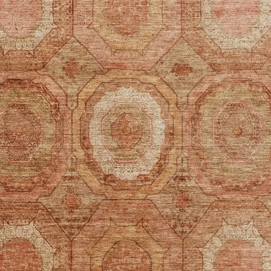 Terra Cotta And Copper Geometric Washable Area Rug With UV Protection Photo 3