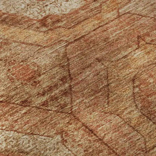 Terra Cotta And Copper Geometric Washable Area Rug With UV Protection Photo 8