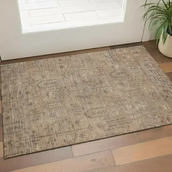 Terra Cotta And Copper Southwestern Washable Area Rug With UV Protection Photo 1