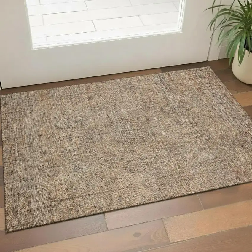Terra Cotta And Copper Southwestern Washable Area Rug With UV Protection Photo 1