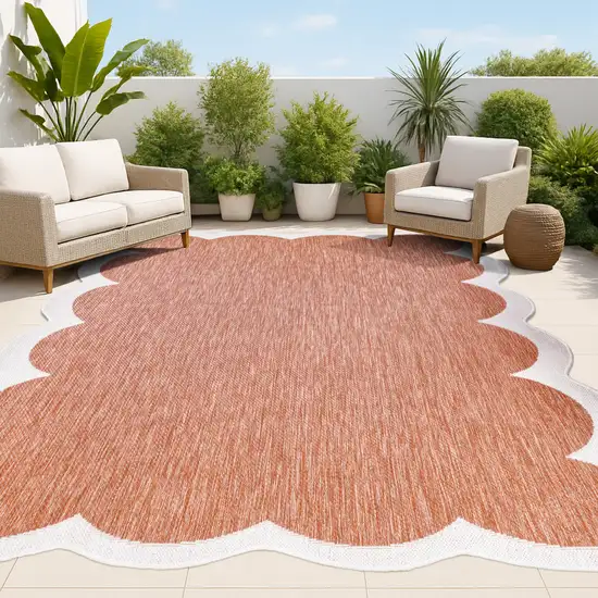 Terra Cotta And Cream Indoor Outdoor Area Rug Photo 4
