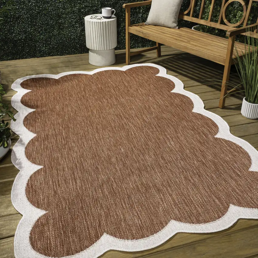 Terra Cotta And Cream Indoor Outdoor Area Rug Photo 8