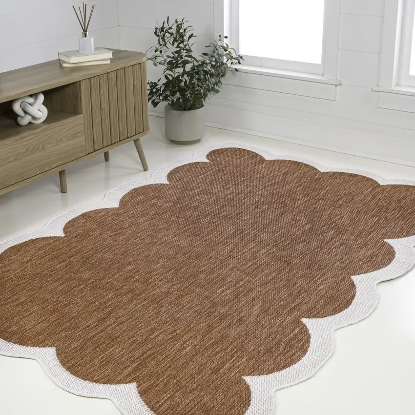 Terra Cotta And Cream Indoor Outdoor Area Rug Photo 6