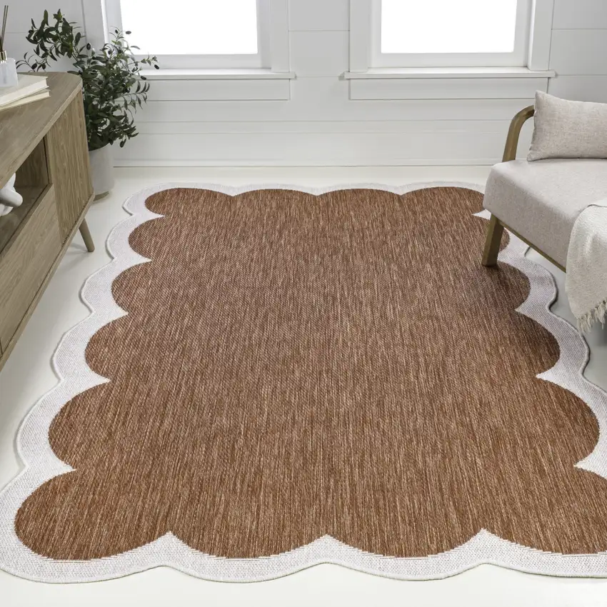 Terra Cotta And Cream Indoor Outdoor Area Rug Photo 5