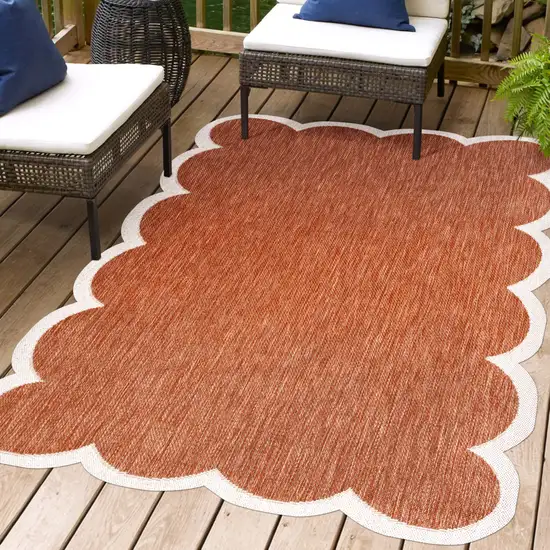 Terra Cotta And Cream Indoor Outdoor Area Rug Photo 9