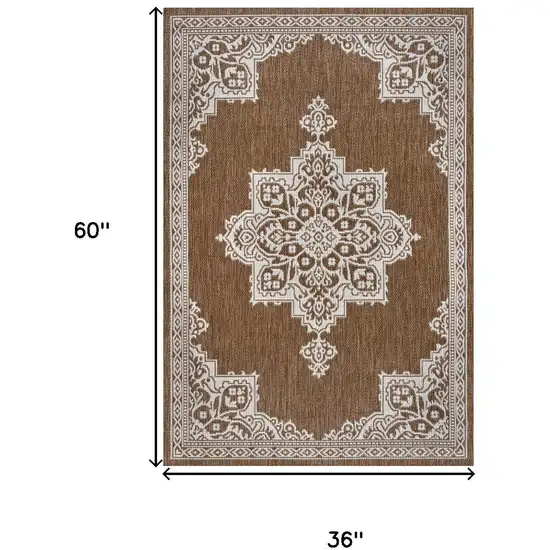 Terra Cotta And Cream Medallion Indoor Outdoor Area Rug Photo 4