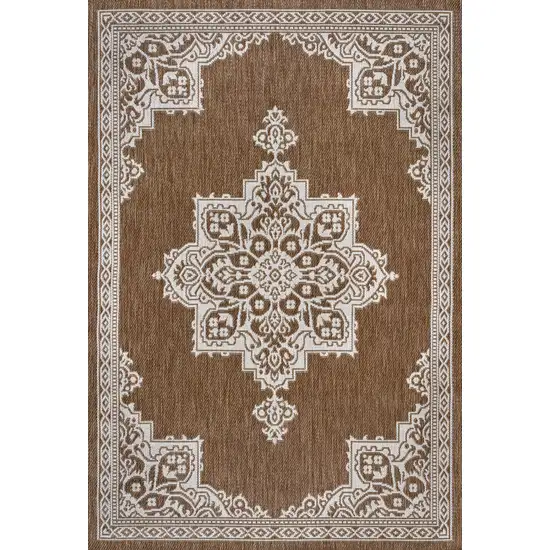 Terra Cotta And Cream Medallion Indoor Outdoor Area Rug Photo 3