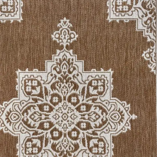 Terra Cotta And Cream Medallion Indoor Outdoor Area Rug Photo 2