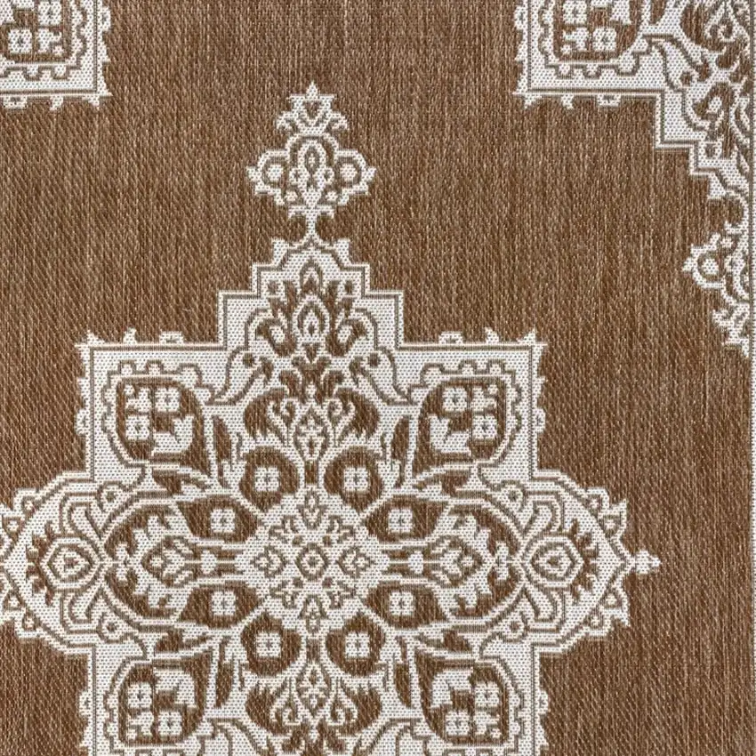 Terra Cotta And Cream Medallion Indoor Outdoor Area Rug Photo 2