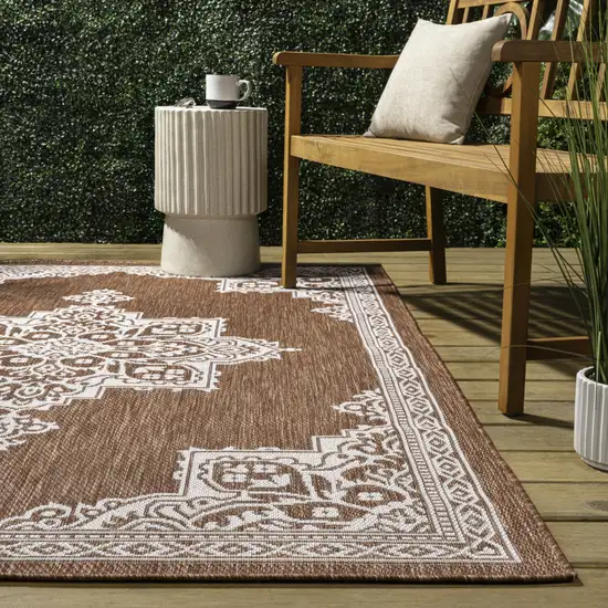 Terra Cotta And Cream Medallion Indoor Outdoor Area Rug Photo 7