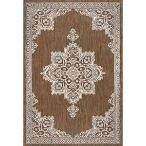 Photo of Terra Cotta And Cream Medallion Indoor Outdoor Area Rug