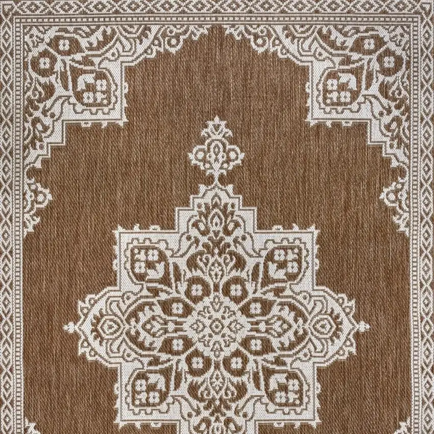 Terra Cotta And Cream Medallion Indoor Outdoor Area Rug Photo 3