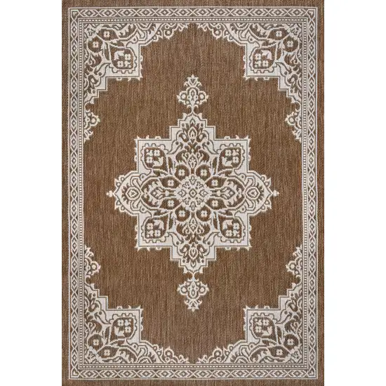 Terra Cotta And Cream Medallion Indoor Outdoor Area Rug Photo 1