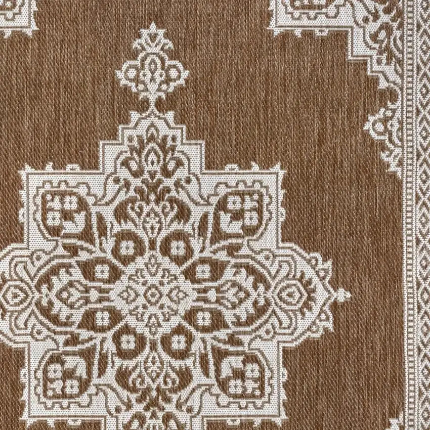 Terra Cotta And Cream Medallion Indoor Outdoor Area Rug Photo 2