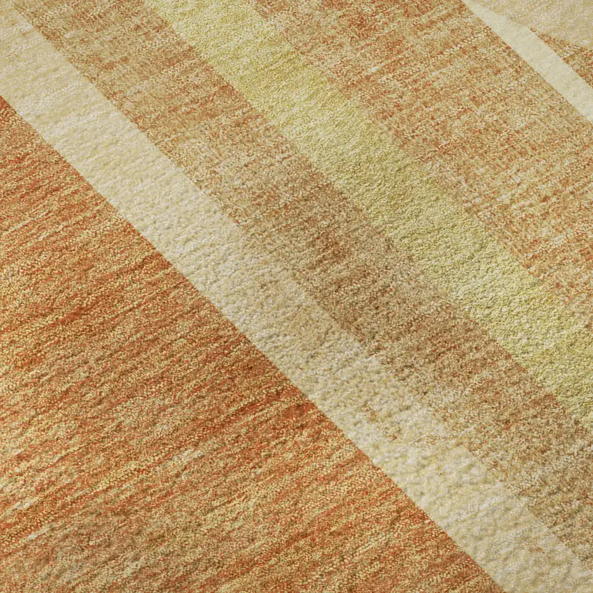 Terra Cotta And Gold Geometric Washable Area Rug With UV Protection Photo 3