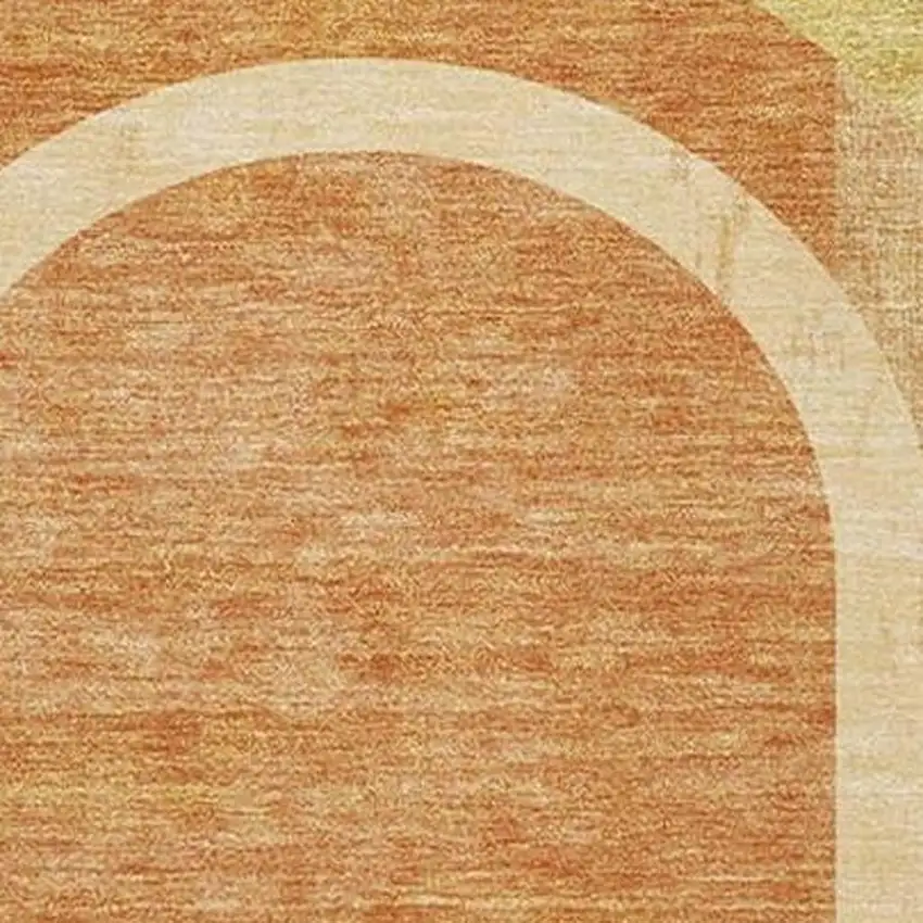 Terra Cotta And Gold Geometric Washable Area Rug With UV Protection Photo 8