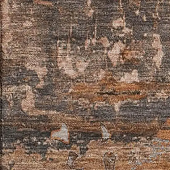 Terra Cotta And Gray Abstract Washable Area Rug With UV Protection Photo 3