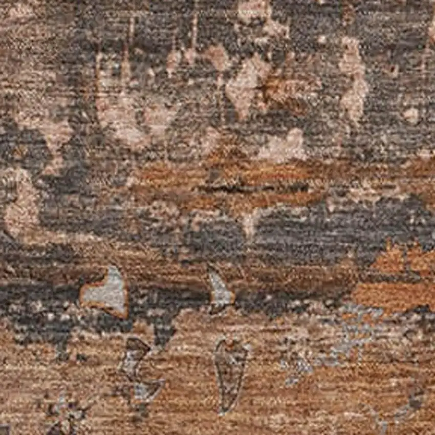 Terra Cotta And Gray Abstract Washable Area Rug With UV Protection Photo 3