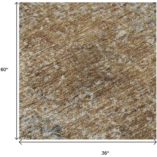 Terra Cotta And Gray Abstract Washable Area Rug With UV Protection Photo 9