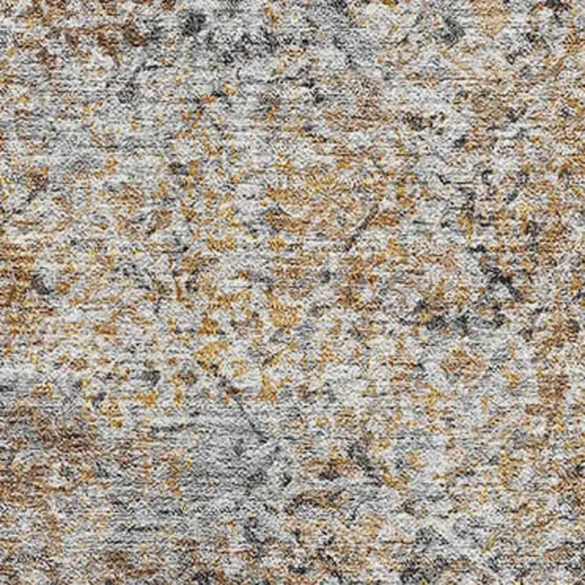 Terra Cotta And Gray Abstract Washable Area Rug With UV Protection Photo 4