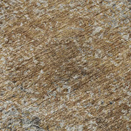 Terra Cotta And Gray Abstract Washable Area Rug With UV Protection Photo 1