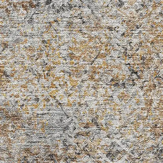 Terra Cotta And Gray Abstract Washable Area Rug With UV Protection Photo 4