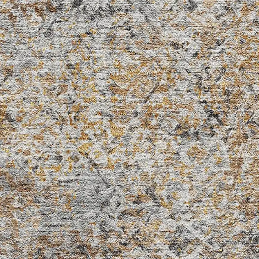 Terra Cotta And Gray Abstract Washable Area Rug With UV Protection Photo 4