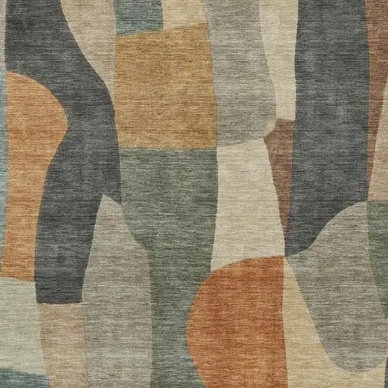 Terra Cotta And Gray Abstract Washable Indoor Outdoor Area Rug Photo 2