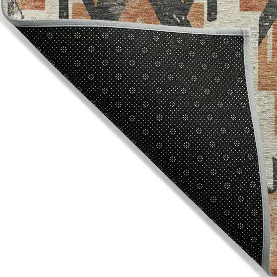 Terra Cotta And Gray Aztec Washable Indoor Outdoor Area Rug Photo 8