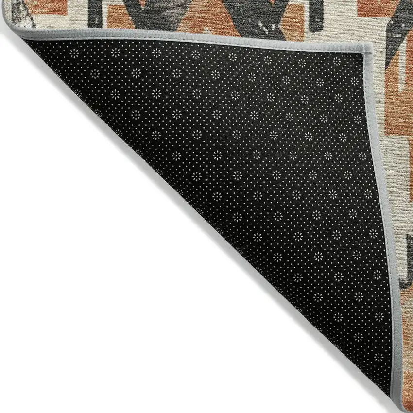 Terra Cotta And Gray Aztec Washable Indoor Outdoor Area Rug Photo 8