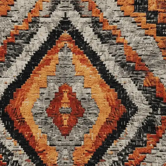 Terra Cotta And Gray Aztec Washable Indoor Outdoor Area Rug Photo 3