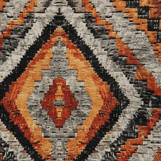 Terra Cotta And Gray Aztec Washable Indoor Outdoor Area Rug Photo 8