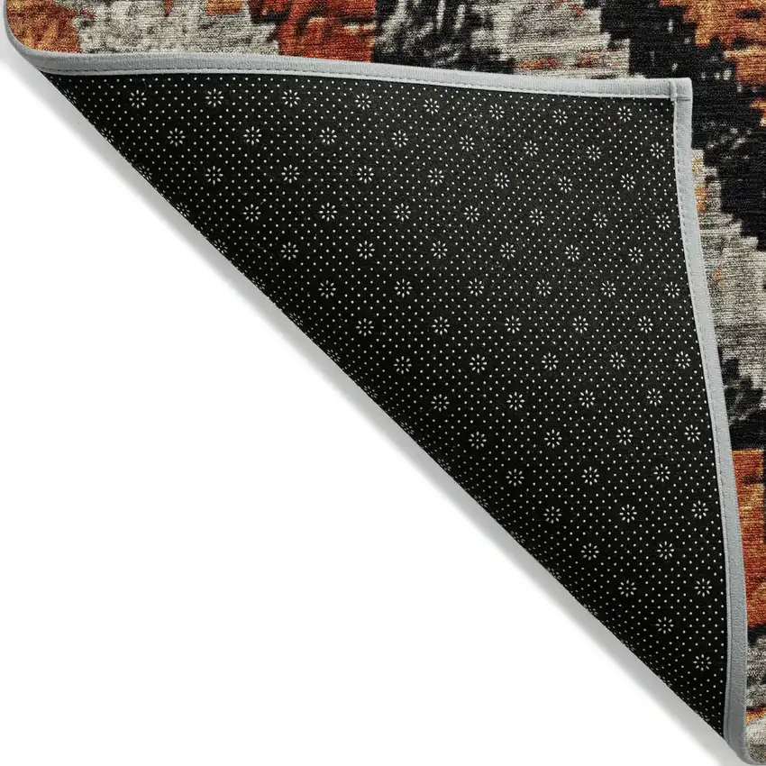 Terra Cotta And Gray Aztec Washable Indoor Outdoor Area Rug Photo 9
