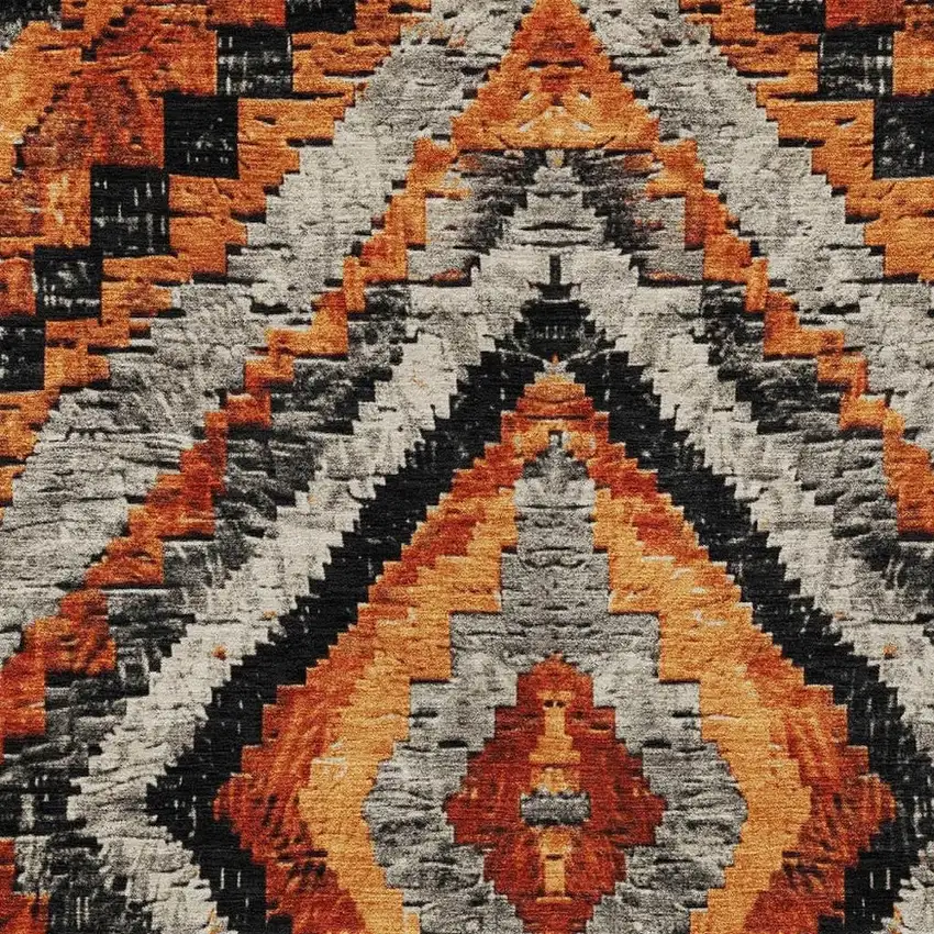 Terra Cotta And Gray Aztec Washable Indoor Outdoor Area Rug Photo 3