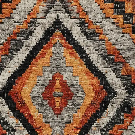 Terra Cotta And Gray Aztec Washable Indoor Outdoor Area Rug Photo 4