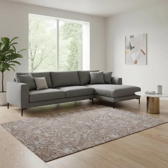 Terra Cotta And Gray Floral Washable Area Rug With UV Protection Photo 2