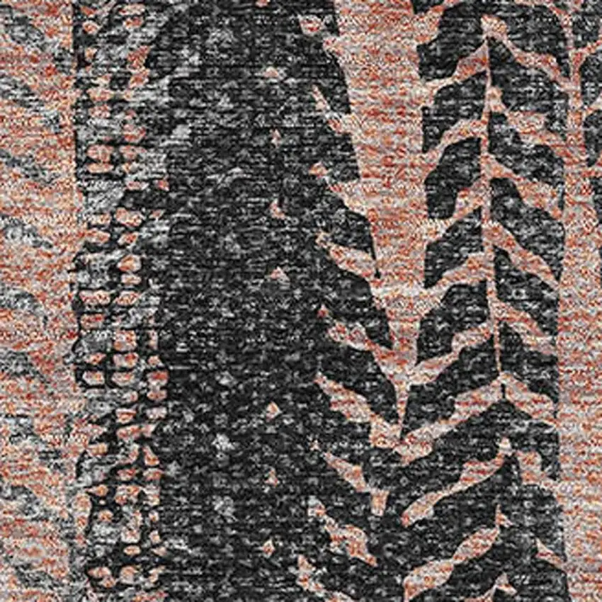 Terra Cotta And Gray Striped Washable Area Rug With UV Protection Photo 3