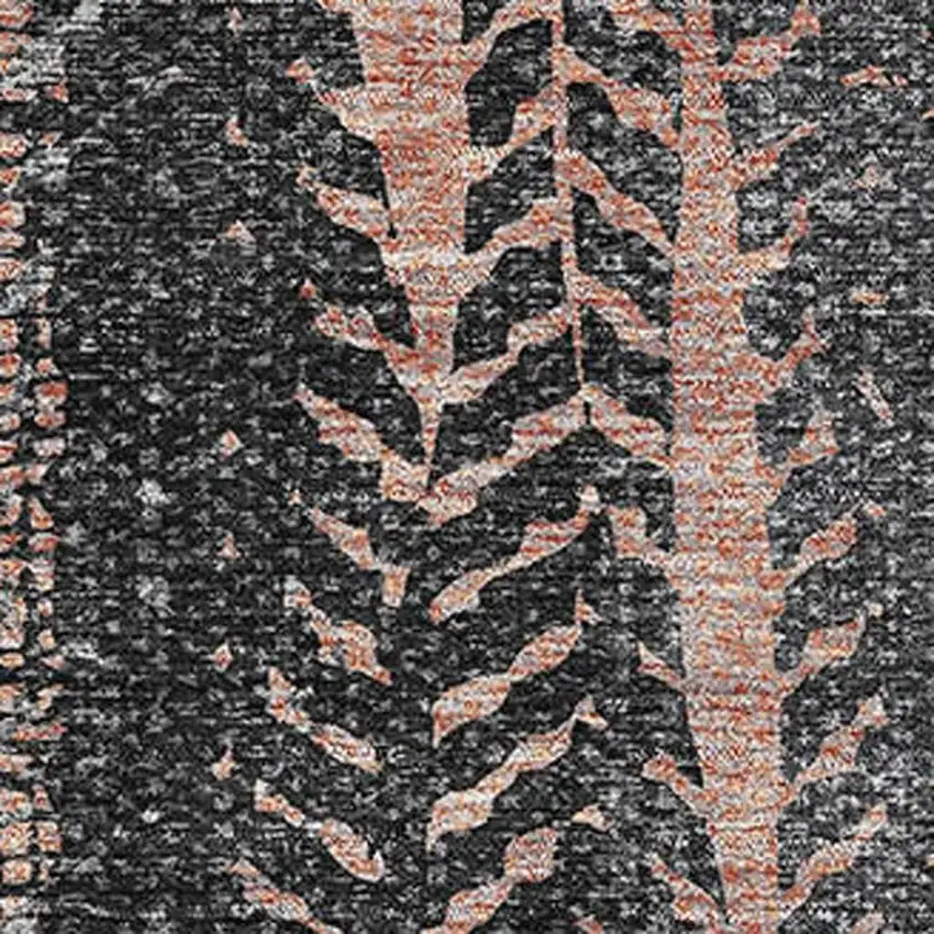 Terra Cotta And Gray Striped Washable Area Rug With UV Protection Photo 4