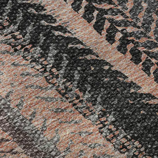 Terra Cotta And Gray Striped Washable Area Rug With UV Protection Photo 9