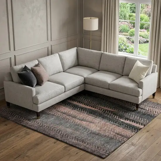 Terra Cotta And Gray Striped Washable Area Rug With UV Protection Photo 1