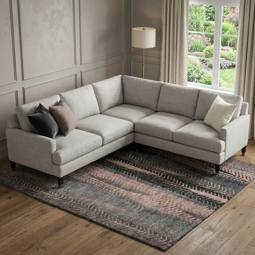 Terra Cotta And Gray Striped Washable Area Rug With UV Protection Photo 1